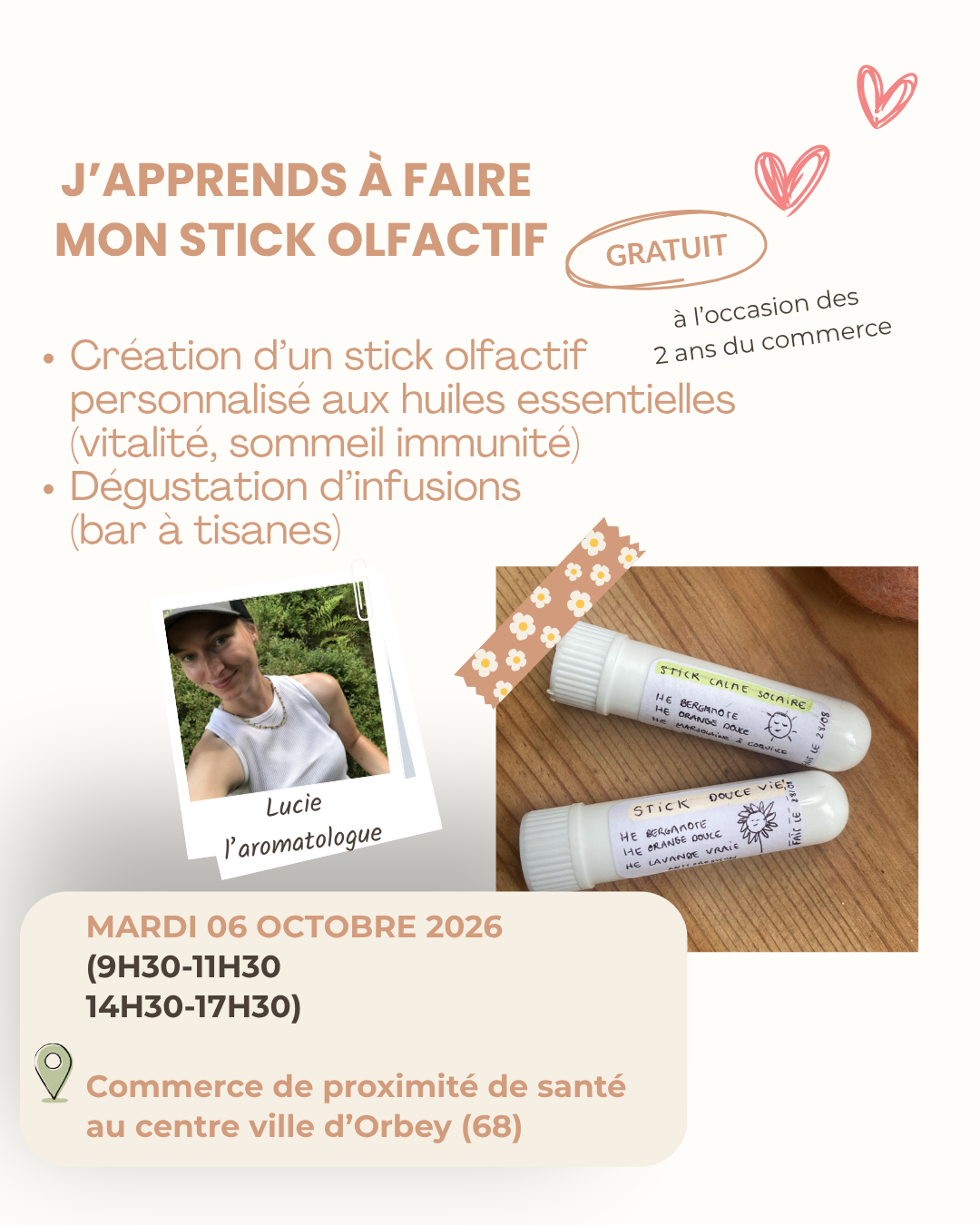 ATELIER JE FABRIQUE MON STICK OLFACTIF