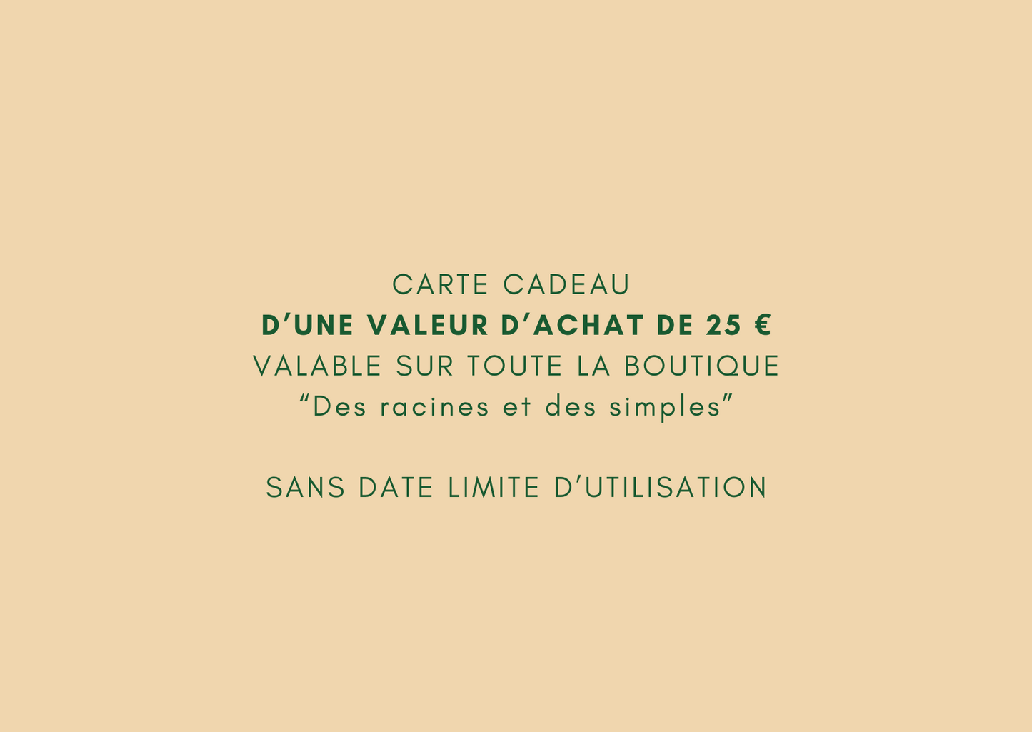 CARTE CADEAU DREDS BON D'ACHAT DE 25 €