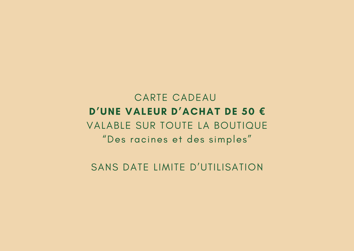 CARTE CADEAU DREDS BON D'ACHAT DE 50 €